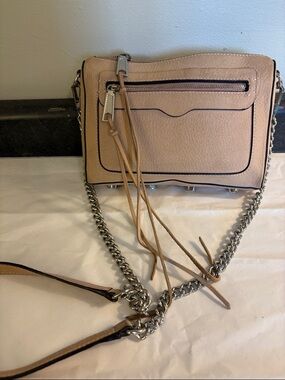 Rebecca Minkoff Blush Pink Leather Crossbody with Silver Chain